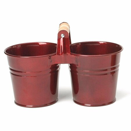 NEXT2NATURE Enameled Galvanized 2 Planter Unit with Wood Handle, Glazed Apple NE3002070